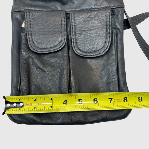 Black Faux Leather Crossbody Sling Bag Travel Utility Chest Pack Messenger Purse - Picture 7 of 8